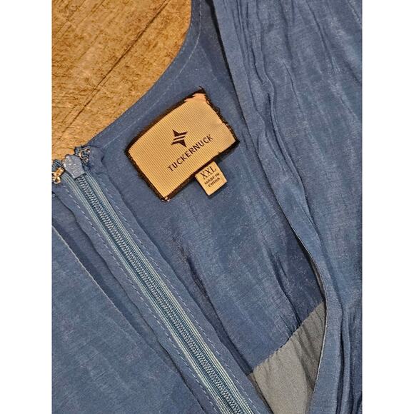 Tuckernuck Cerulean Sutton Flutter Sleeve Maxi Dress womens xxl blue embroidered - Picture 4 of 7